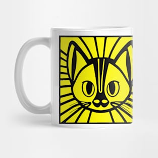 Cat illustrated yellow black Mug